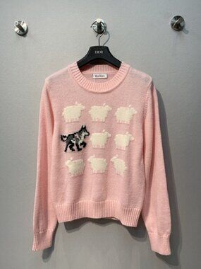 MaxMara Pink Sheep Wolf Knit Sweater